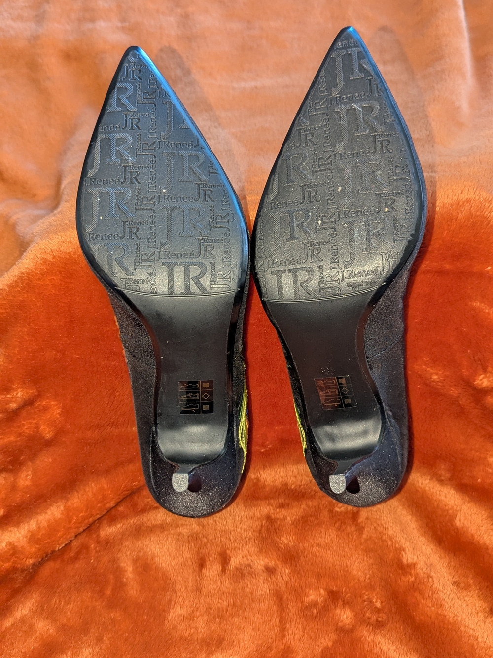 J.Renee Black Satin Pointed Pumps with Peacock Embroidery - Picture 5 of 5